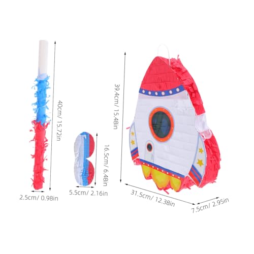 minkissy Raketen Pinata mit Augenbinde und Bunte Crepe Papier Dekoration für Weltraum Motto Geburtstag Partyspiel Zubehör für Jungen Mädchen Fiesta von minkissy