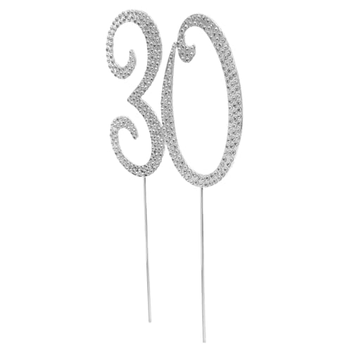 minkissy Silber Glitzer Cake Topper mit Strasssteinen Geburtstag und Jubiläum Stabile Wiederverwendbare Tortendeko für Party Cupcake Pick von minkissy