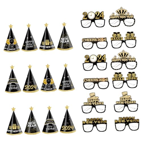 minkissy Silvester Partybrillen und Papierhüte Teilig Schwarz Gold Brillen und Partyhüte für Leichte Hautfreundliche Neujahrs Accessoires für Foto und minkissy Silvester Partybrillen und Papierhüte Teilig Schwarz Gold Brillen und Partyhüte für Leichte Hautfreundliche Neujahrs Accessoires für Foto und von minkissy