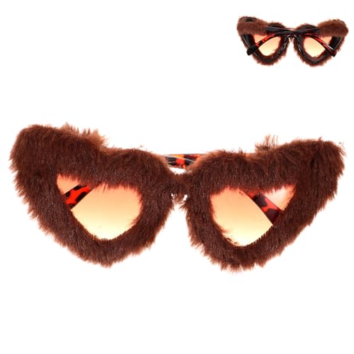 minkissy Süße Sonnenbrille in Herzform Plüsch Flauschiges Party-accessoire Dekorative Brille von minkissy