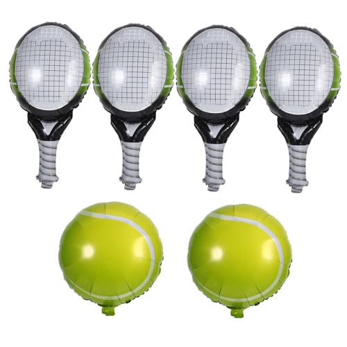 minkissy Teiliges Tennis Party mit Grünen Tennisschläger Folienballons und Hellen Tennisball Luftballons Sportliche Geburtstagsdeko mit Aufblasbaren Langlebigen Partyballons für Drinnen von minkissy