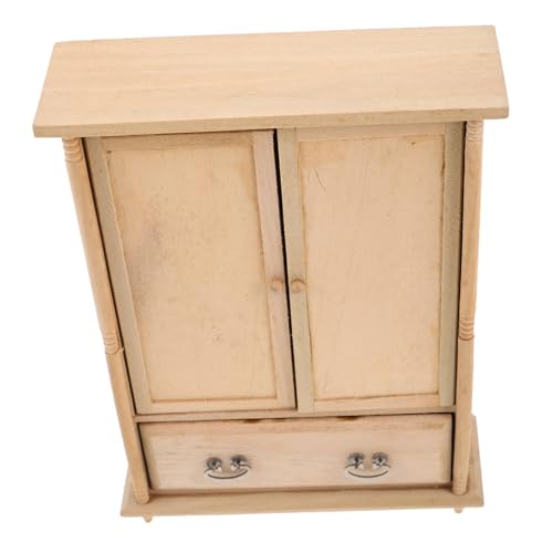 minkissy Vintage Holz Doppel Tür Puppenhaus Kleiderschrank für DIY Möbel mit Unbehandelter Oberfläche Beige für Spiel und Dekoration minkissy Vintage Holz Doppel Tür Puppenhaus Kleiderschrank für DIY Möbel mit Unbehandelter Oberfläche Beige für Spiel und Dekoration von minkissy