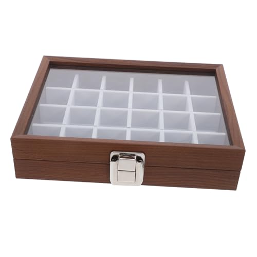 minkissy Walnuss Holz Schmuckbox Fächer Schmuck Organizer mit Weichem Innenfutter Robuster Verschluss für Ringe Ohrringe Armbänder Stilvolle Aufbewahrung Geschenkidee von minkissy
