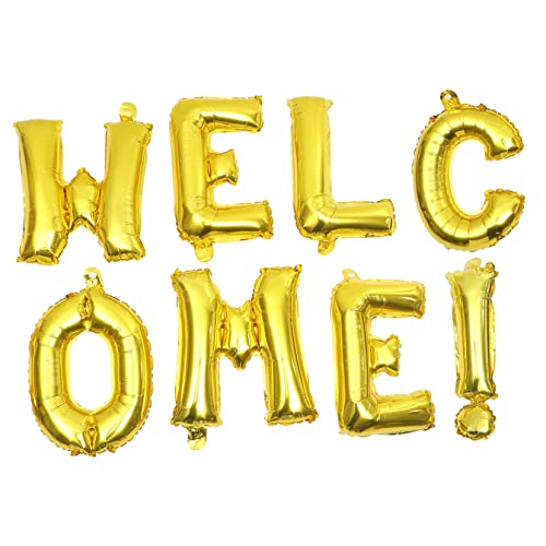 minkissy Willkommensbanner Folienballons Gold Welcome Partydeko für Schulanfang Langlebige Aluminiumfolie Luftballons für Wand Fenster Bühne von minkissy