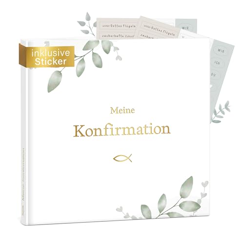 mintkind® Gästebuch Konfirmation Greenery - Konfirmationsbuch mit floralem Design, 60 Seiten zum Selbstgestalten, Hardcover - Geschenk zur Konfirmation, passend zu Einladungskarten & Deko von mintkind