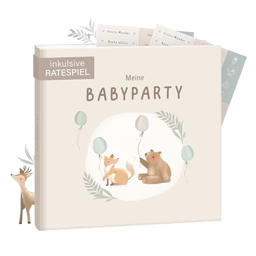 mintkind® Gästebuch "Meine Babyparty" Beige - Babyparty Geschenk für Junge & Mädchen, Baby Shower & Gender Reveal Deko, Baby Fotoalbum zum Selbstgestalten von mintkind