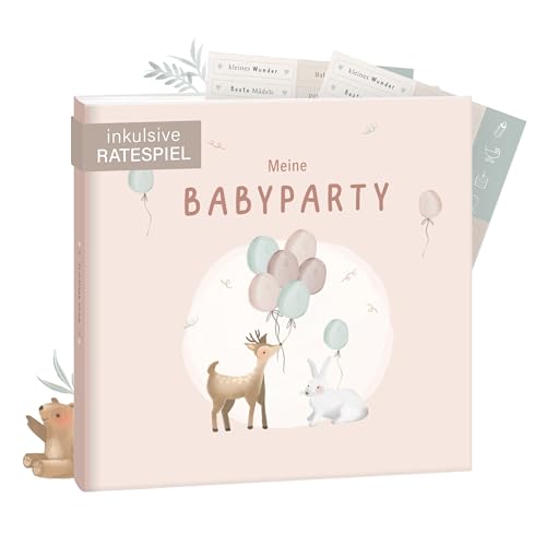 mintkind® Gästebuch "Meine Babyparty" Rosa - Babyparty Geschenk für Junge & Mädchen, Baby Shower & Gender Reveal Deko, Baby Fotoalbum zum Selbstgestalten von mintkind
