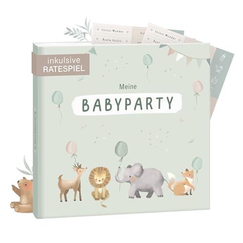 mintkind® Gästebuch "Meine Babyparty" Salbei - Babyparty Geschenk für Junge & Mädchen, Baby Shower & Gender Reveal Deko, Baby Fotoalbum zum Selbstgestalten von mintkind