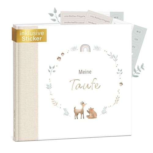 mintkind® Gästebuch Taufe Beige - Erinnerungsbuch für Junge & Mädchen, Taufgeschenk & Taufalbum, 72 Seiten für Glückwünsche und Fotos, Gästebuch Taufe & Taufbuch von mintkind
