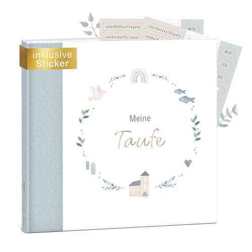 mintkind® Gästebuch Taufe Blau - Erinnerungsbuch für Junge & Mädchen, Taufgeschenk & Taufalbum, 72 Seiten für Glückwünsche und Fotos, Gästebuch Taufe von mintkind