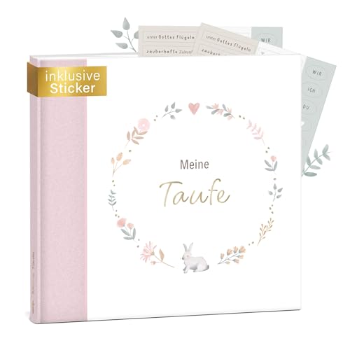 mintkind® Gästebuch Taufe Rosa - Taufbuch für Junge & Mädchen, Taufgeschenk & Taufalbum, 72 Seiten für Glückwünsche und Fotos, Gästebuch Taufe & Erinnerungsbuch von mintkind