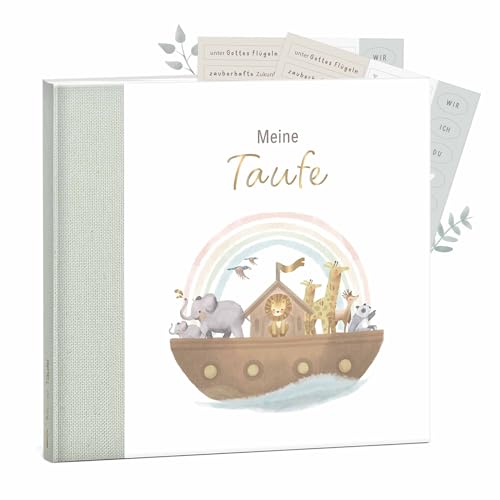 mintkind® Gästebuch Taufe Salbei - Taufbuch für Junge & Mädchen, Taufgeschenk & Taufalbum, 72 Seiten für Glückwünsche, Fotos & Erinnerungen, Gästebuch Taufe von mintkind