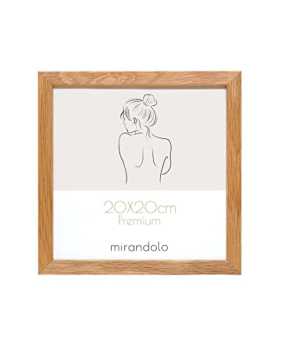 mirandolo Holz Bilderrahmen massiv Eiche PREMIUM,20x20cm, hochwertig, Natur Massivholz, von Hand kantengeschliffenes echtes Floatglas (20x20cm) von mirandolo