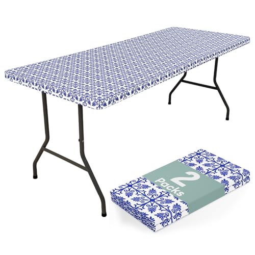 misaya Rechteckige Picknick-Tischdecke, elastisch, wasserdicht, winddicht, waschbar, Polyester-Tischdecke für Camping, drinnen und draußen, Blau, 76,2 x 243,8 cm, 2 Stück misaya Rechteckige Picknick-Tischdecke, elastisch, wasserdicht, winddicht, waschbar, Polyester-Tischdecke für Camping, drinnen und draußen, Blau, 76,2 x 243,8 cm, 2 Stück von misaya