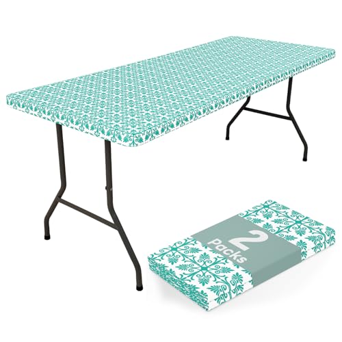 misaya Rechteckige Picknick-Tischdecke, elastisch, wasserdicht, winddicht, waschbar, Polyester-Tischdecke für Camping, drinnen und draußen, Blaugrün, 76,2 x 243,8 cm, 2 Stück misaya Rechteckige Picknick-Tischdecke, elastisch, wasserdicht, winddicht, waschbar, Polyester-Tischdecke für Camping, drinnen und draußen, Blaugrün, 76,2 x 243,8 cm, 2 Stück von misaya