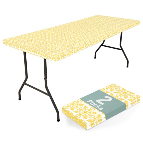 misaya Rechteckige Picknick-Tischdecke, elastisch, wasserdicht, winddicht, waschbar, Polyester-Tischdecke für Camping, drinnen und draußen, Gelb, 76,2 x 182,9 cm, 2 Stück misaya Rechteckige Picknick-Tischdecke, elastisch, wasserdicht, winddicht, waschbar, Polyester-Tischdecke für Camping, drinnen und draußen, Gelb, 76,2 x 182,9 cm, 2 Stück von misaya