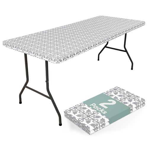 misaya Rechteckige Picknick-Tischdecke, elastisch, wasserdicht, winddicht, waschbar, Polyester-Tischdecke für Camping, drinnen und draußen, Grau, 76,2 x 243,8 cm, 2 Stück misaya Rechteckige Picknick-Tischdecke, elastisch, wasserdicht, winddicht, waschbar, Polyester-Tischdecke für Camping, drinnen und draußen, Grau, 76,2 x 243,8 cm, 2 Stück von misaya
