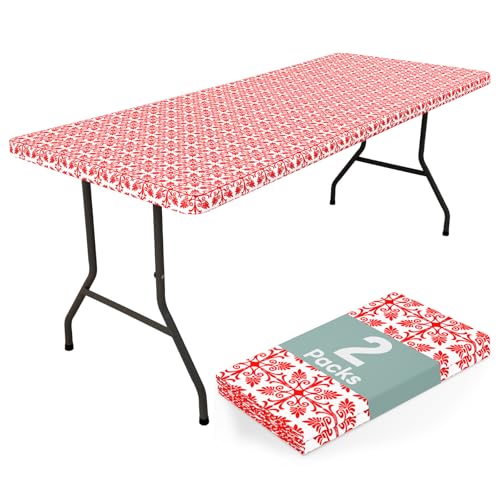 misaya Rechteckige Picknick-Tischdecke, elastisch, wasserdicht, winddicht, waschbar, Polyester-Tischdecke für Camping, drinnen und draußen, Rot, 76,2 x 182,9 cm, 2 Stück misaya Rechteckige Picknick-Tischdecke, elastisch, wasserdicht, winddicht, waschbar, Polyester-Tischdecke für Camping, drinnen und draußen, Rot, 76,2 x 182,9 cm, 2 Stück von misaya
