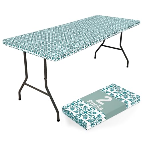 misaya Rechteckige Picknick-Tischdecke, elastisch, wasserdicht, winddicht, waschbar, Polyester-Tischdecke für Camping, drinnen und draußen, Türkis, 76,2 x 182,9 cm, 2 Stück misaya Rechteckige Picknick-Tischdecke, elastisch, wasserdicht, winddicht, waschbar, Polyester-Tischdecke für Camping, drinnen und draußen, Türkis, 76,2 x 182,9 cm, 2 Stück von misaya