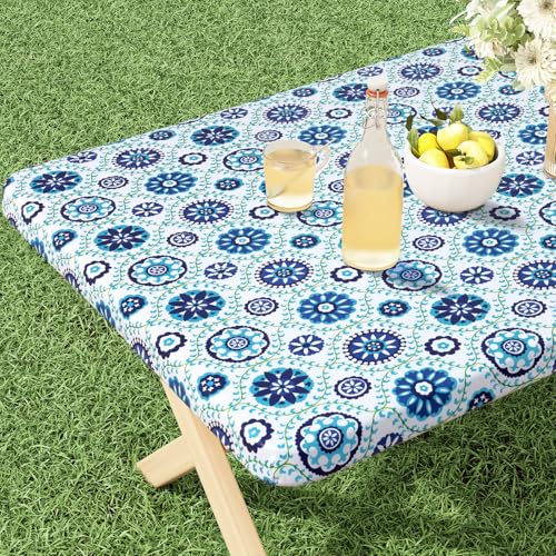 misaya Rechteckige Vinyl-Tischdecke, angepasste Tischdecke, 100 % wasserdicht, elastischer Rand, Flanell-Rückseite, Tischdecke für 1,8 m Klapptische für Picknick, Outdoor (Navy Mandala, 76,2 x 182,9 misaya Rechteckige Vinyl-Tischdecke, angepasste Tischdecke, 100 % wasserdicht, elastischer Rand, Flanell-Rückseite, Tischdecke für 1,8 m Klapptische für Picknick, Outdoor (Navy Mandala, 76,2 x 182,9 von misaya