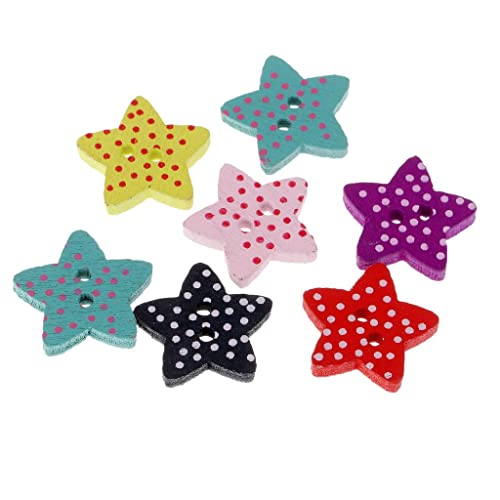 100 Stück 15 mm sternförmige gepunktete Holzknöpfe für DIY Nähen Scrapbooking von misppro