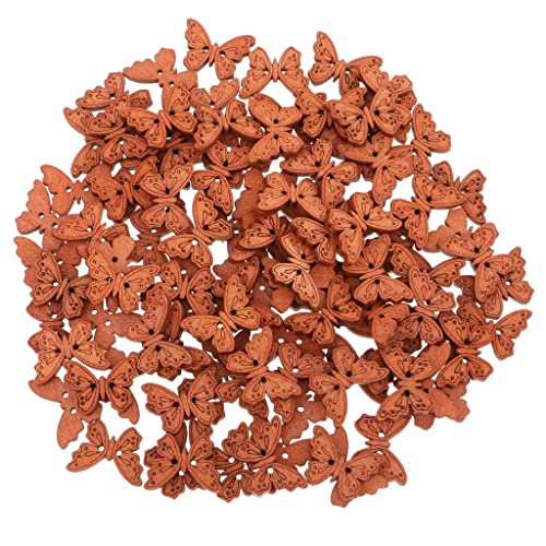 100 Stück 2 Löcher Schmetterling Holzknöpfe zum Nähen Scrapbooking DIY Handwerk Verzierung von misppro