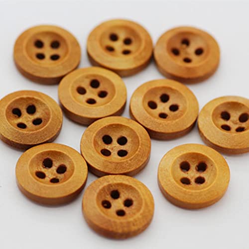 100 Stück Klassische Holzknöpfe mit 4 Löchern, flach, zum Basteln, Nähen und Scrapbooking von misppro