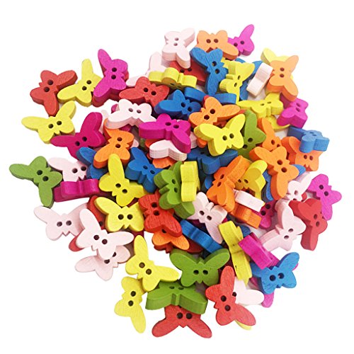 100 Stück gemischte Schmetterlings-Holzknöpfe zum Nähen, Scrapbooking, Basteln 100 Stück gemischte Schmetterlings-Holzknöpfe zum Nähen, Scrapbooking, Basteln von misppro