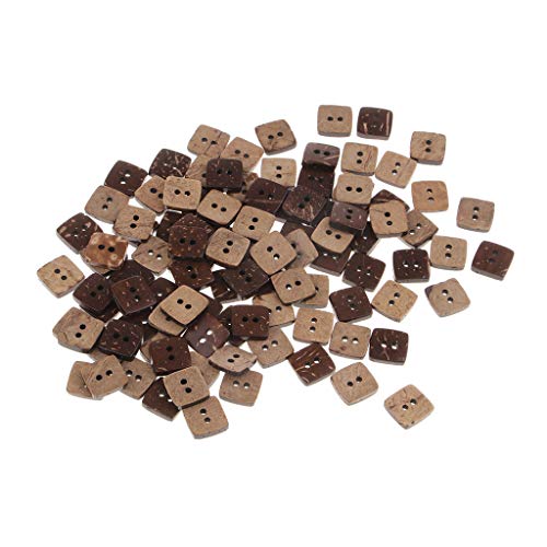 100 Stück quadratische Holzknöpfe aus Kokosnussschale, 2 Löcher, für Heimwerker, Nähen, Handwerk 100 Stück quadratische Holzknöpfe aus Kokosnussschale, 2 Löcher, für Heimwerker, Nähen, Handwerk von misppro
