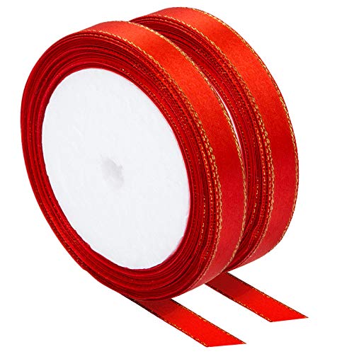 2 Rollen rotes Satinband mit goldenen Kanten 2 Rollen rotes Satinband mit goldenen Kanten von misppro