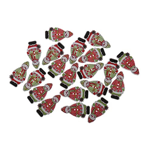 20 Stück Weihnachts-Lächelmann-Holzknöpfe für DIY Nähen, Scrapbooking und Handarbeit von misppro