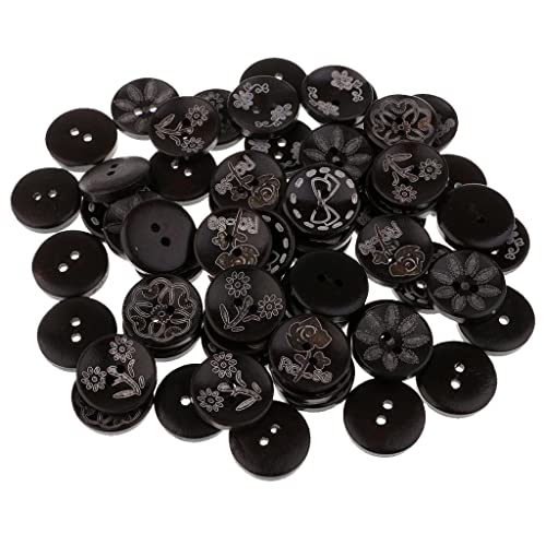 50 Stück 2 Löcher schwarze runde Holzknöpfe für DIY Nähen und Handwerk Dekoration von misppro