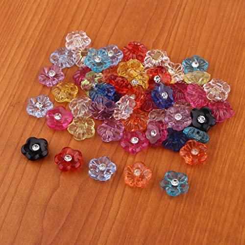 50 Stück Acrylharz-Strass-Knöpfe, Nähzubehör, buntes Blumendesign von misppro