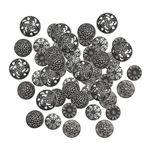 50 Stück gemischte Metallknöpfe in Antik-Silber zum Basteln, Nähen, DIY von misppro