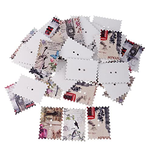 50 Stück quadratische Vintage-Stempel-Form Holzknöpfe für Scrapbooking und DIY Handwerk von misppro