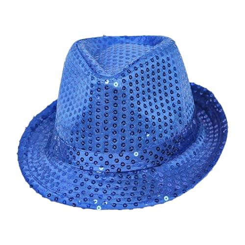 Bowler-Hut mit Pailletten, für Maskerade-Partys, Karneval, Kostümzubehör, glitzernder Jazzhut, Kopfbedeckung, Blau Bowler-Hut mit Pailletten, für Maskerade-Partys, Karneval, Kostümzubehör, glitzernder Jazzhut, Kopfbedeckung, Blau von misppro