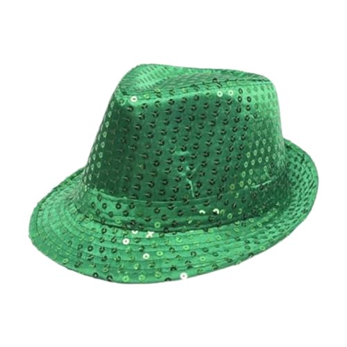 Bowler-Hut mit Pailletten, für Maskerade-Partys, Karneval, Kostümzubehör, glitzernder Jazzhut, Kopfbedeckung, Grün von misppro