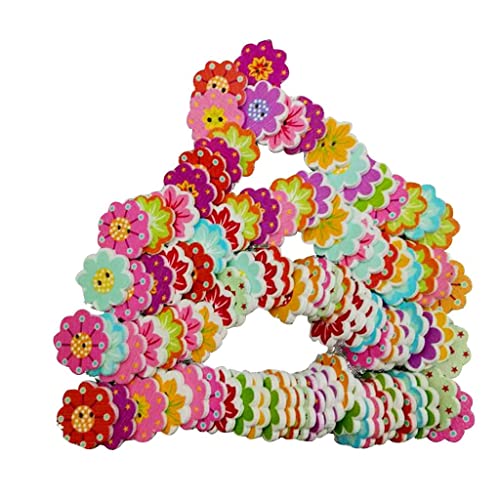 Bunte Holzknöpfe in Blumenform, 8 Blütenform, zum Nähen, Basteln, 20 mm, 100 Stück von misppro