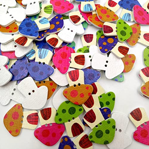 Bunte Holzknöpfe in Pilzform, zum Nähen, Stricken, Puppenkleidung, Scrapbooking und Bastelprojekte, 25 mm, 100 Stück von misppro