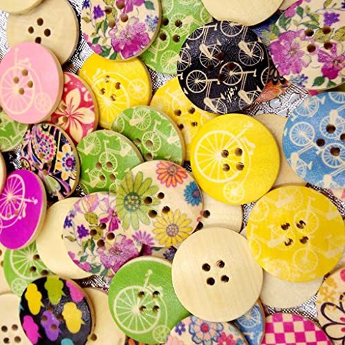 Bunte Holzknöpfe zum Nähen, Basteln und Dekorieren, 30 mm, 25 Stück von misppro