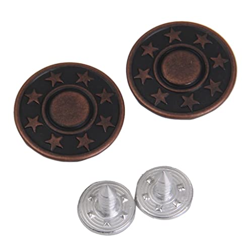 Druckknöpfe aus Metall, Sternmuster, Rot, Kupfer, 17 mm, für Jeans und Freizeitkleidung, 50 Stück von misppro