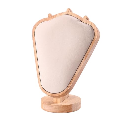 Halskettenständer, Anhänger-Organizer, Schmuckbüstenhalter für Schlafzimmer, Ladentheke, Laden, Dekoration, 20 cm, Holz, beigefarbenes Wildleder von misppro