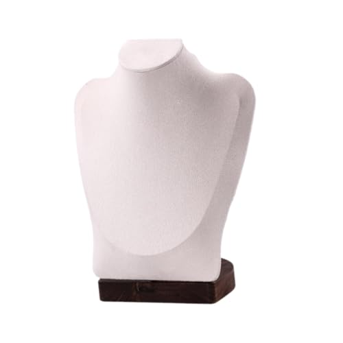 Halskettenständer, Büstenständer, Anhänger, Organizer, Präsentation, eleganter Schmuckständer für Tischvitrine, beigefarbener Samt von misppro