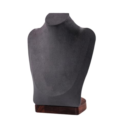 Halskettenständer, Büstenständer, Anhänger, Organizer, Präsentation, eleganter Schmuckständer für Tischvitrine, dunkelgrauer Samt von misppro