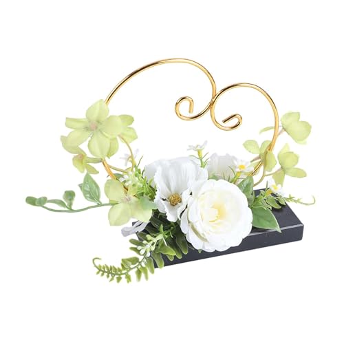 Hochzeitsblumenständer, Blumendekoration, moderner Partyständer, eleganter Eheringhalter mit künstlichen Blumen, 18 x 19 cm Hochzeitsblumenständer, Blumendekoration, moderner Partyständer, eleganter Eheringhalter mit künstlichen Blumen, 18 x 19 cm von misppro