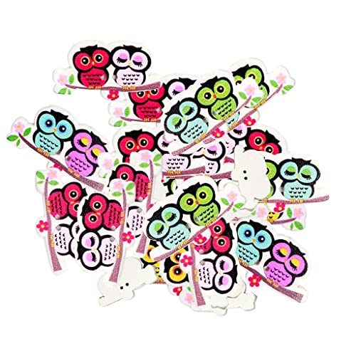 Holzknöpfe in Eulenform, zum Nähen, Scrapbooking und für Bastelprojekte, verschiedene Farben, 100 Stück Holzknöpfe in Eulenform, zum Nähen, Scrapbooking und für Bastelprojekte, verschiedene Farben, 100 Stück von misppro