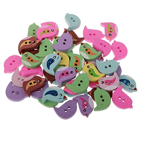 Holzknöpfe in Vogelform, 2 Löcher, für Bastelarbeiten, Scrapbooking, Nähen und Kinderprojekte, 50 Stück von misppro