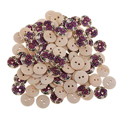 Holzknöpfe mit Blumendruck, für Kleidung, Dekoration, 2 Löcher, 1,5 cm, 100 Stück Holzknöpfe mit Blumendruck, für Kleidung, Dekoration, 2 Löcher, 1,5 cm, 100 Stück von misppro
