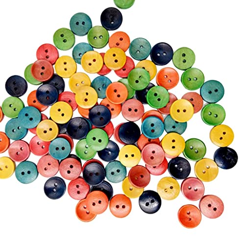 Holzknöpfe zum Nähen, Scrapbooking und Basteln, gemischt, 15 mm, verschiedene Farben, 100 Stück Holzknöpfe zum Nähen, Scrapbooking und Basteln, gemischt, 15 mm, verschiedene Farben, 100 Stück von misppro