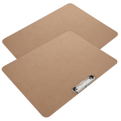 Leichter Schreibblock mit Clip, robustes Klemmbrett, tragbares Zeichenbrett, 44,9 x 34,4 cm, hellbraun und Edelstahl, für Künstler, Studenten und Profis, 2 Stück Leichter Schreibblock mit Clip, robustes Klemmbrett, tragbares Zeichenbrett, 44,9 x 34,4 cm, hellbraun und Edelstahl, für Künstler, Studenten und Profis, 2 Stück von misppro